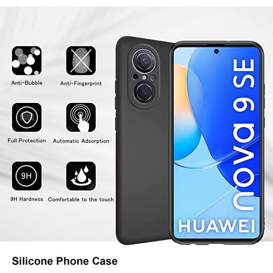 Husa Matte TPU pentru Huawei NOVA 9 SE, Vafy, Silicon Slim, Protectie Antisoc, Negru