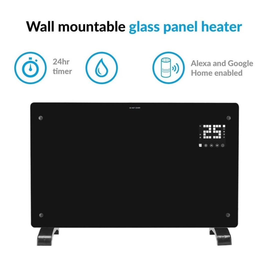 Convector Electric, Flippry, 2000W, Wi-Fi, Termostat, afisaj LED, Touch Screen, Control din Telefon, 82.3x12x45.6 cm, Negru