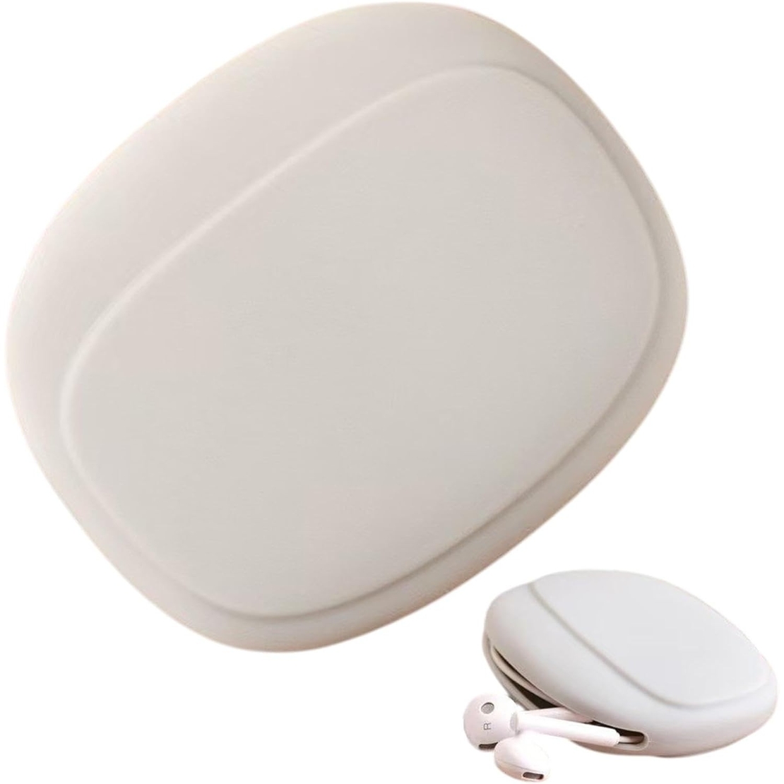 Husa din Silicon, Vafy, pentru Casti, Cabluri, Portabil, 8.5 x 10 x 2 cm, Alb