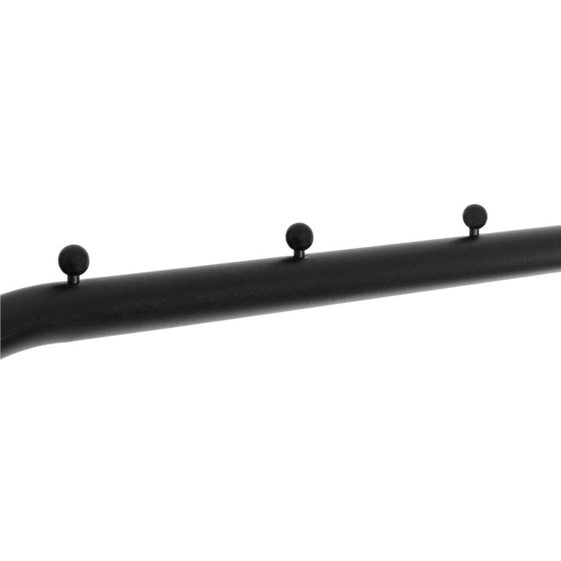 Suport pentru haine cu cadru metalic, cu sina dubla de agatat si carlige cuier, 55x110x146cm, negru