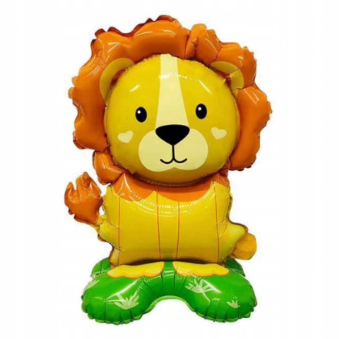 Balon din Folie Metalizata, Vafy, Mini Figurine Animalute, Model Leu, Tematica Aniversare, 39x58 cm, Ambalaj Individual, Pai Inclus, Umflare cu Aer sau Heliu, Multicolor