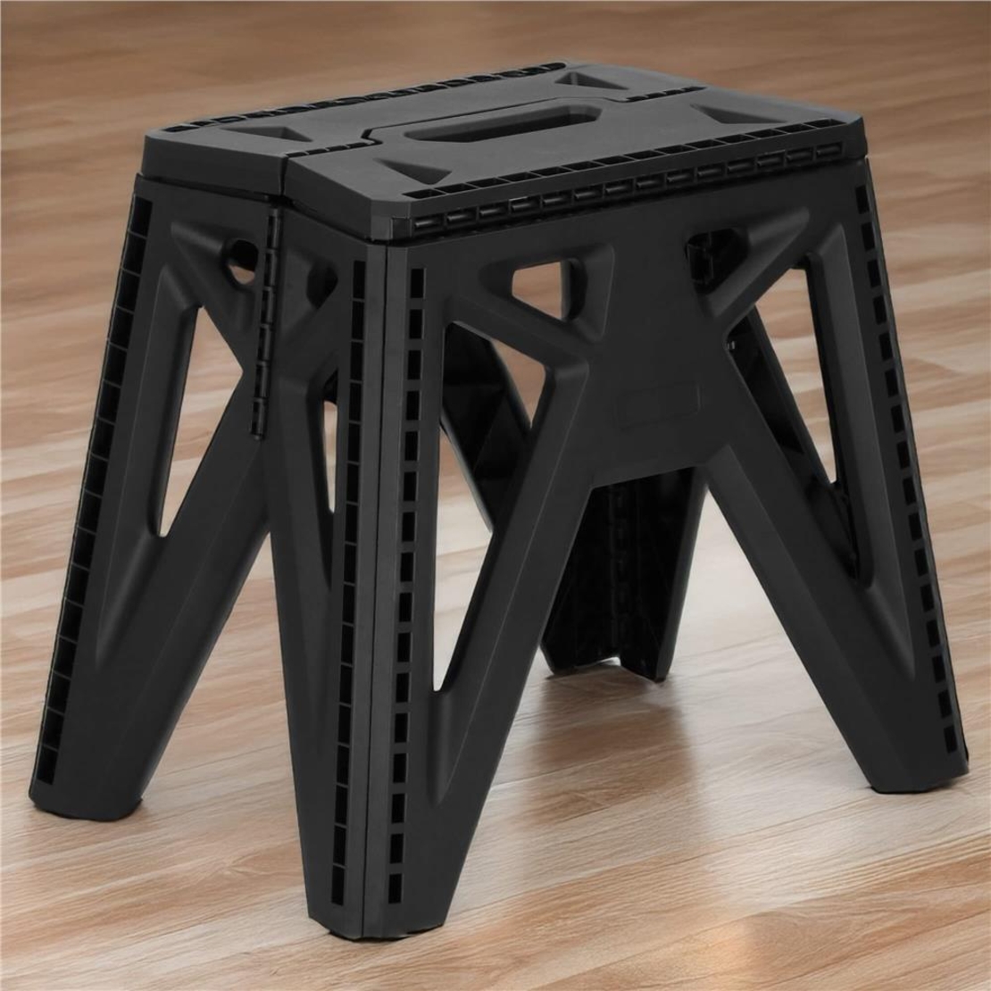 Scaun inaltator multifunctional tip scara, 150 kg, compact, cu maner, 38x25x34 cm, negru