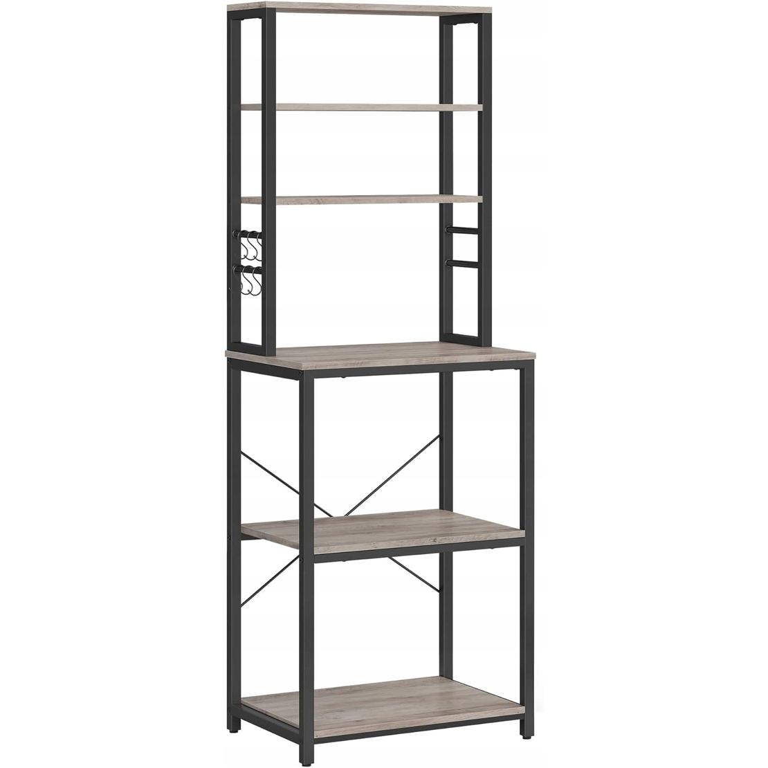 VASAGLE Raft de bucatarie, spatiu cuptor cu microunde, 6 rafturi, 40x60x167cm, gri si negru