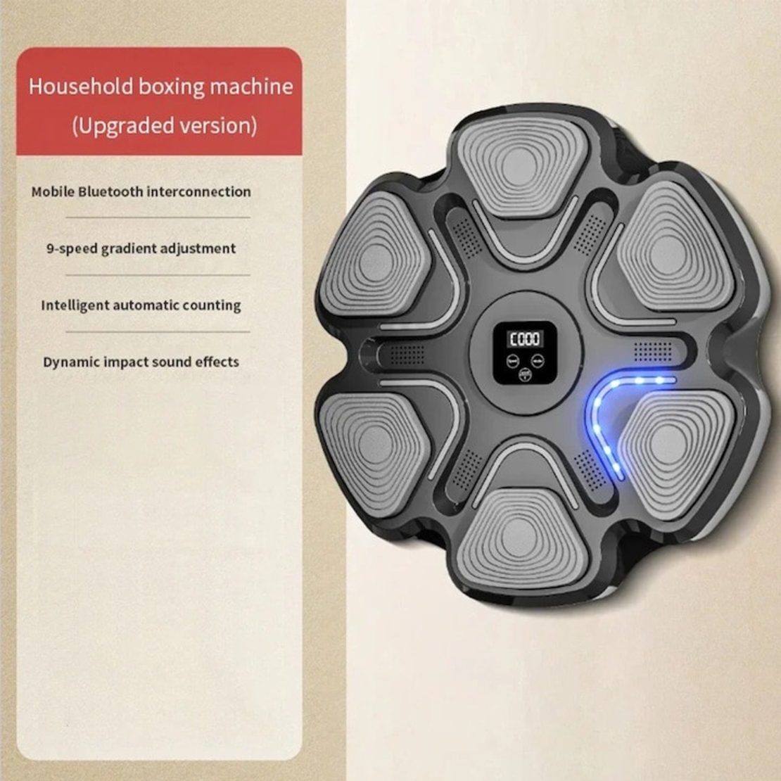 Aparat Box Cu Muzica, Montabil pe Perete, Flippy, Negru, Difuzor, Bluetooth, Iluminare LED, 38 x 27 x 32 cm, Manusi Incluse
