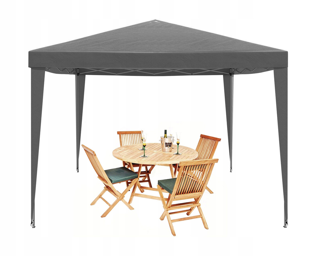 Cort pavilion de gradina pliabil automat pop-up, impermeabil, cu 4 pereti laterali, 300x300cm, gri