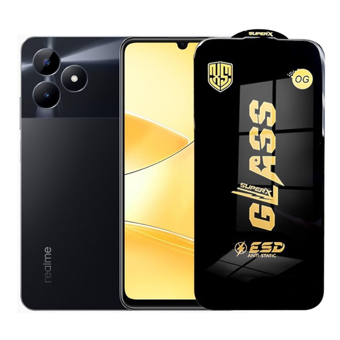Folie de Protectie pentru Realme C51, Vafy, Sticla Securizata ESD, Margini Negre, Rezistenta la Zgirieturi, Antistatica, 0.35 mm, Transparenta
