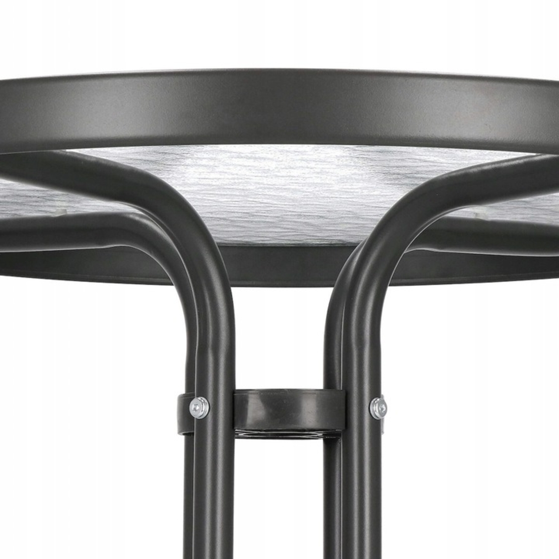 Masa pentru gradina sau balcon, cadru metalic, blat sticla, 60x70cm, negru