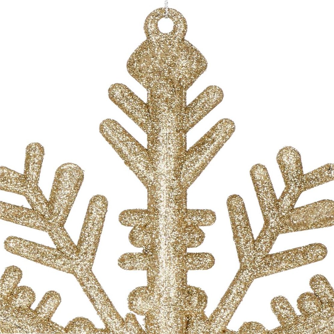 Decoratiune brad fulg de zapada, 30cm, auriu cu sclipici