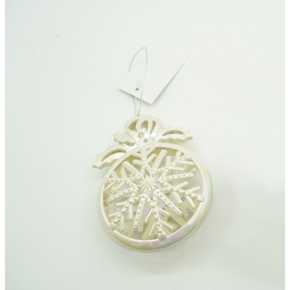 Ornament brad de Craciun, Perlat, Rotund, 8 cm x 11 cm, Plastic, Flippy