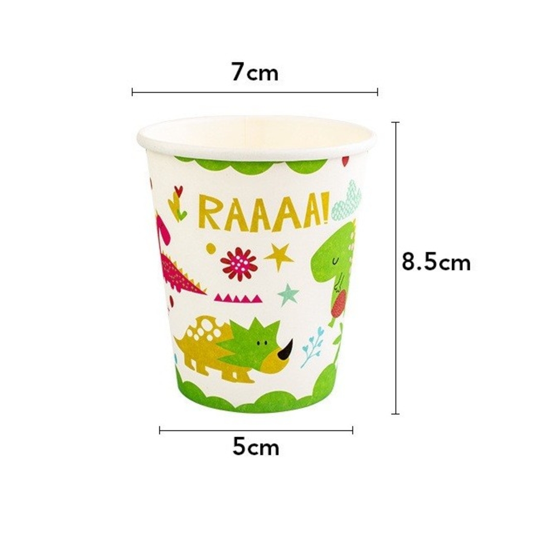 Set 10 Pahare Petrecere, Flippy, Colectia Dino Park, 8.5 x 7 x 5 cm, din Carton, Multicolor