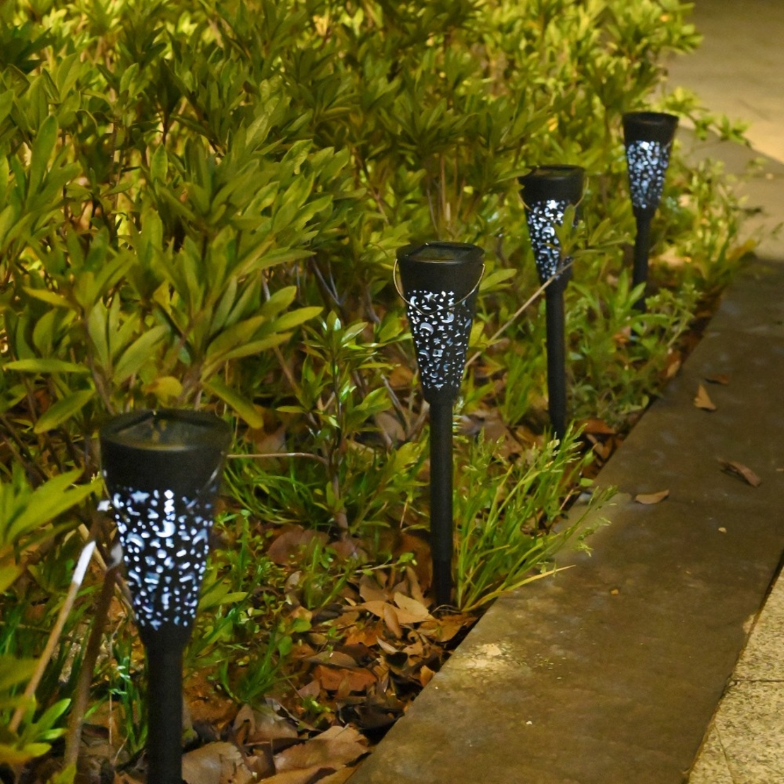 Set 12 Lampi Solare Led pentru Gradina, Flippy, Tip Torta, 36 x 6.8 cm, Buton On-Off, Lumina Alb Rece, Negru