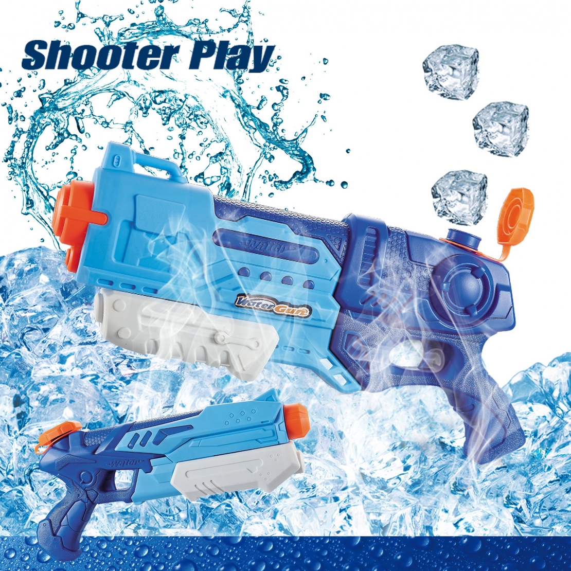Pistol cu Apa pentru Copii, Rezervor, Pentru Piscina/Plaja, Flippy, 6ani+, Albastru, 990ML