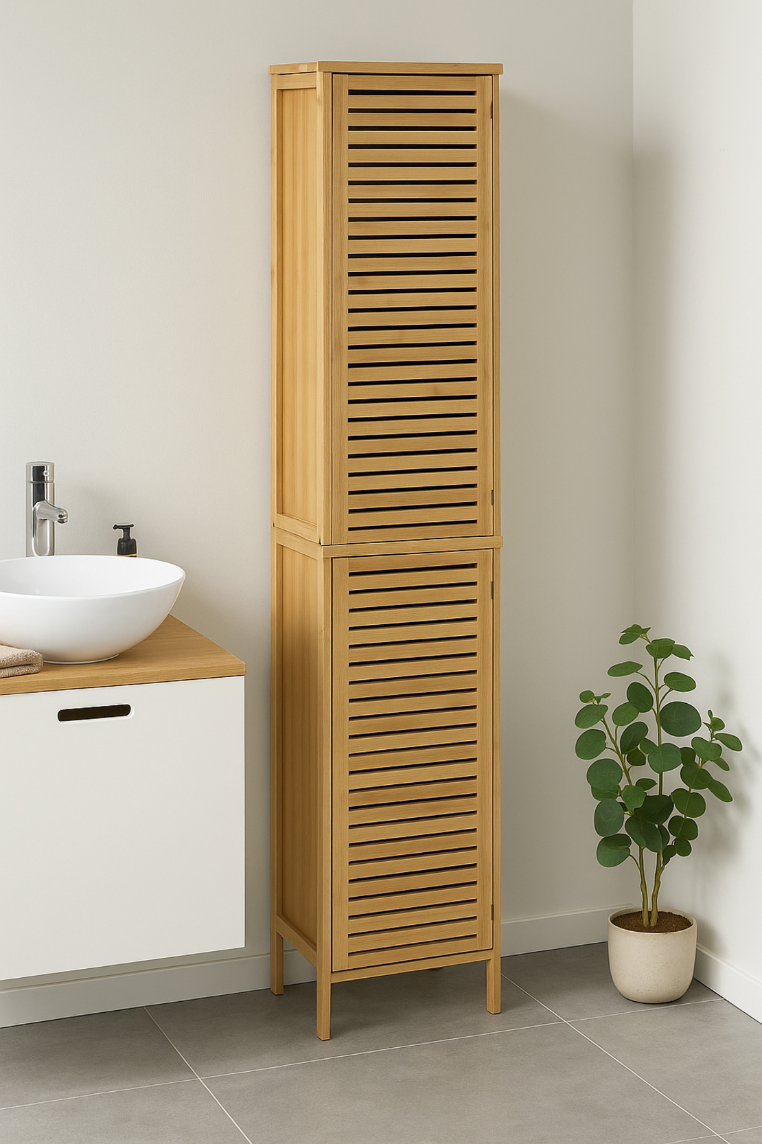 Etajera 5Five Sicela cu 5 rafturi, bambus, 33x28x168 cm, natur