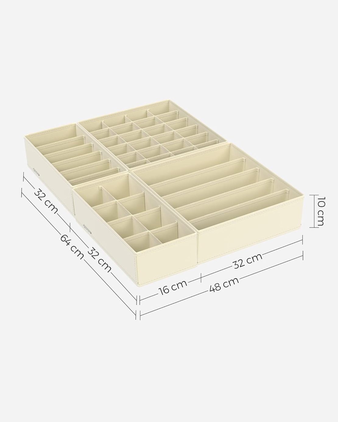 SONGMICS Organizator lenjerie set 8 cutii pliabile din material textil, pentru sertare si dulap, bej