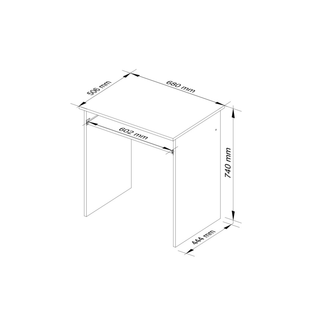 Birou STAR pentru camera copilului, raft tastatura, pal laminat 16 mm, 68x51x74 cm, alb