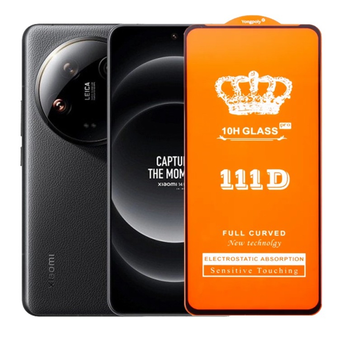 Folie Sticla Securizata pentru Xiaomi 14 Ultra, Vafy, Sticla de Protectie Compatibila cu Xiaomi 14 Ultra, Full Cover 111D, HD, Margini Negre, Transparenta