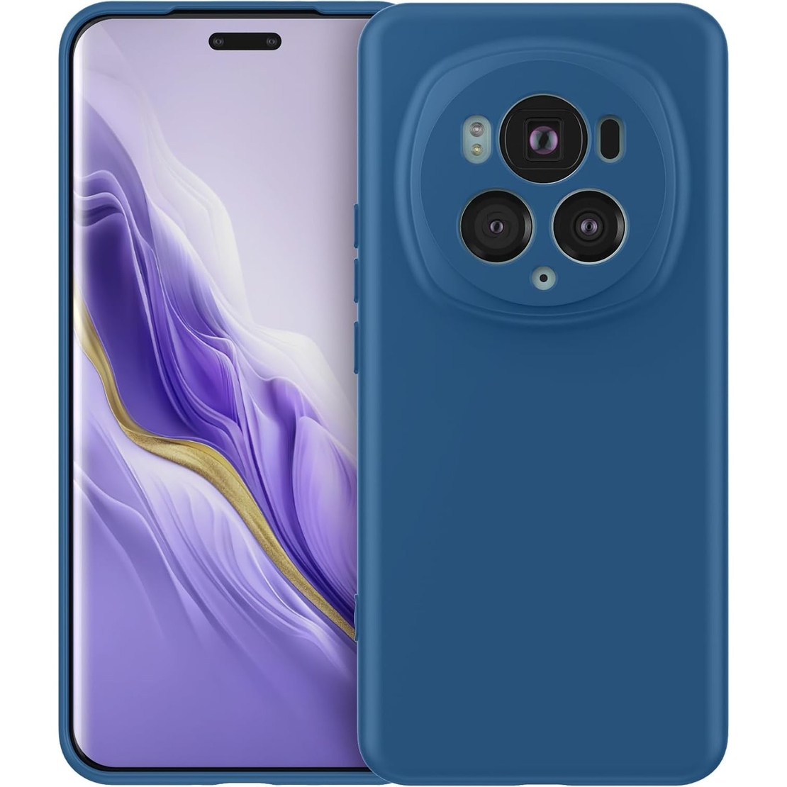 Husa de Protectie, Vafy, pentru Honor Magic 6 Pro, Liquid Silicone, cu Microfibra pe Interior, Protectie Antisoc, Compatibil Incarcare Wireless, Albastru
