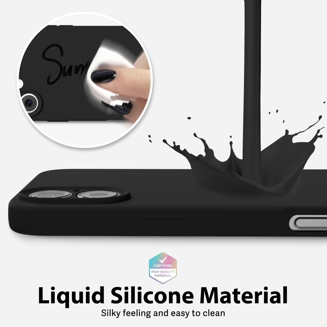 Husa de Protectie Matte TPU, Vafy, pentru Apple iPhone 16, Protectie Camera, Antisoc, Antizgariere, Antialunecare, Acoperire Completa, Negru
