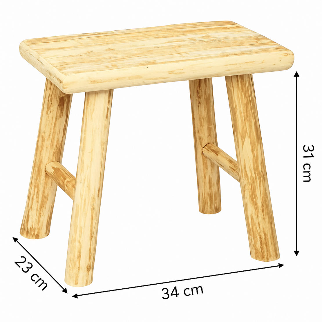 Taburet Atmosphera Woody din lemn natur, 31 cm, bej