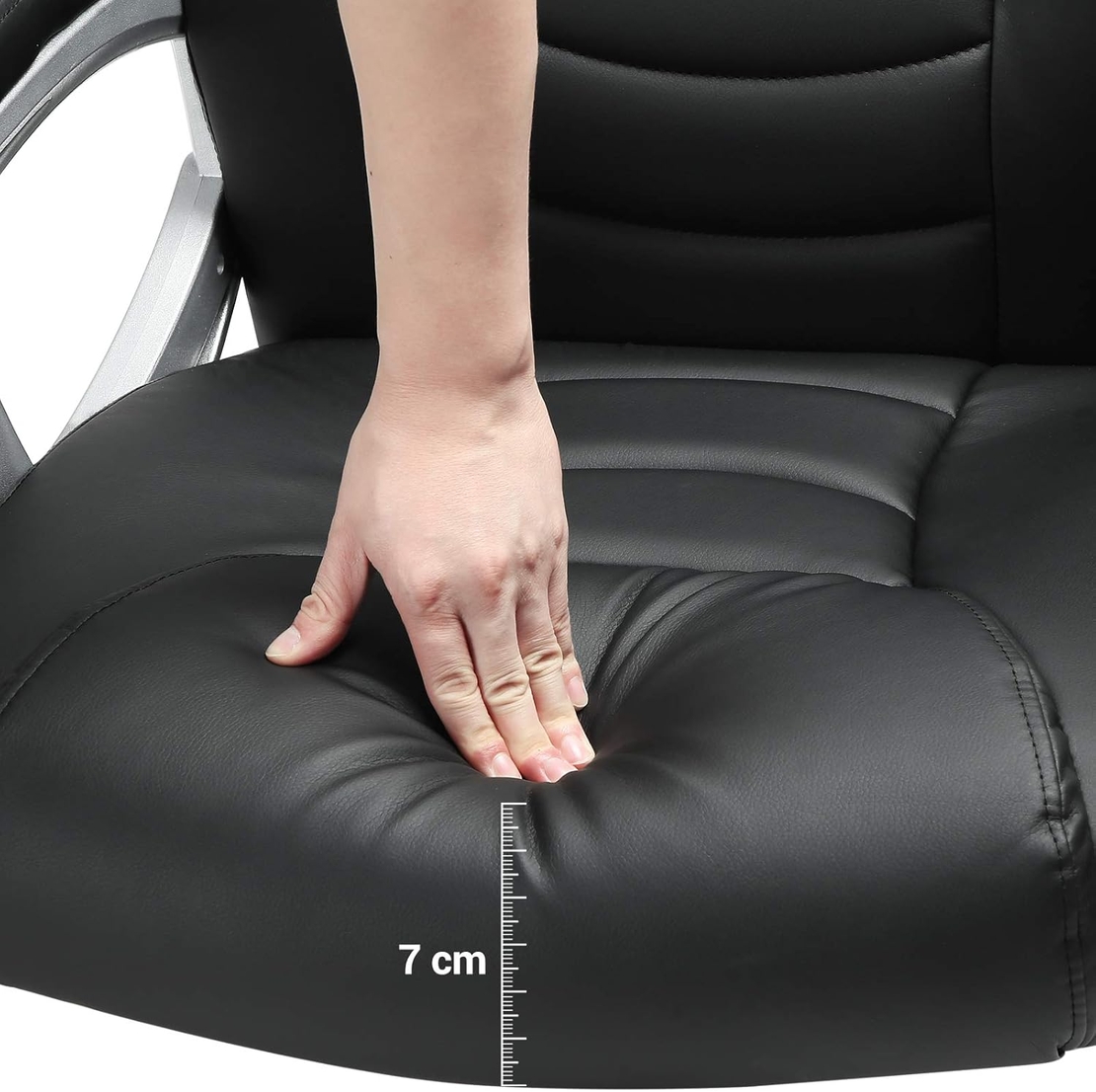 SONGMICS Scaun ergonomic de birou reglabil pe inaltime, piele ecologica, maxim 150 kg, 53x54x115 cm, negru