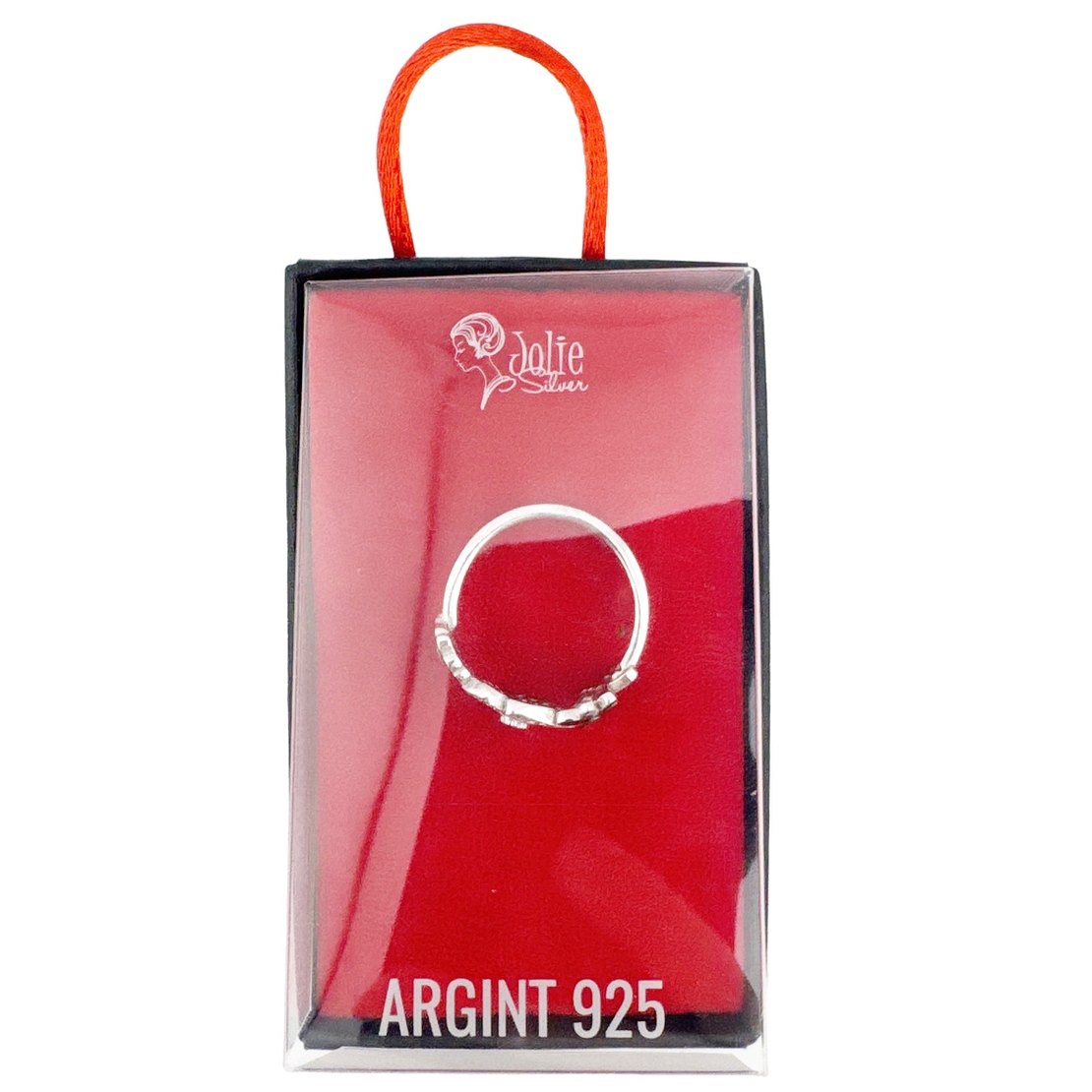 Inel pentru Dama Argint 925, Jolie, Model Trifoi cu Email Negru, 4.9 g, Marimea 56, Argintiu/Negru
