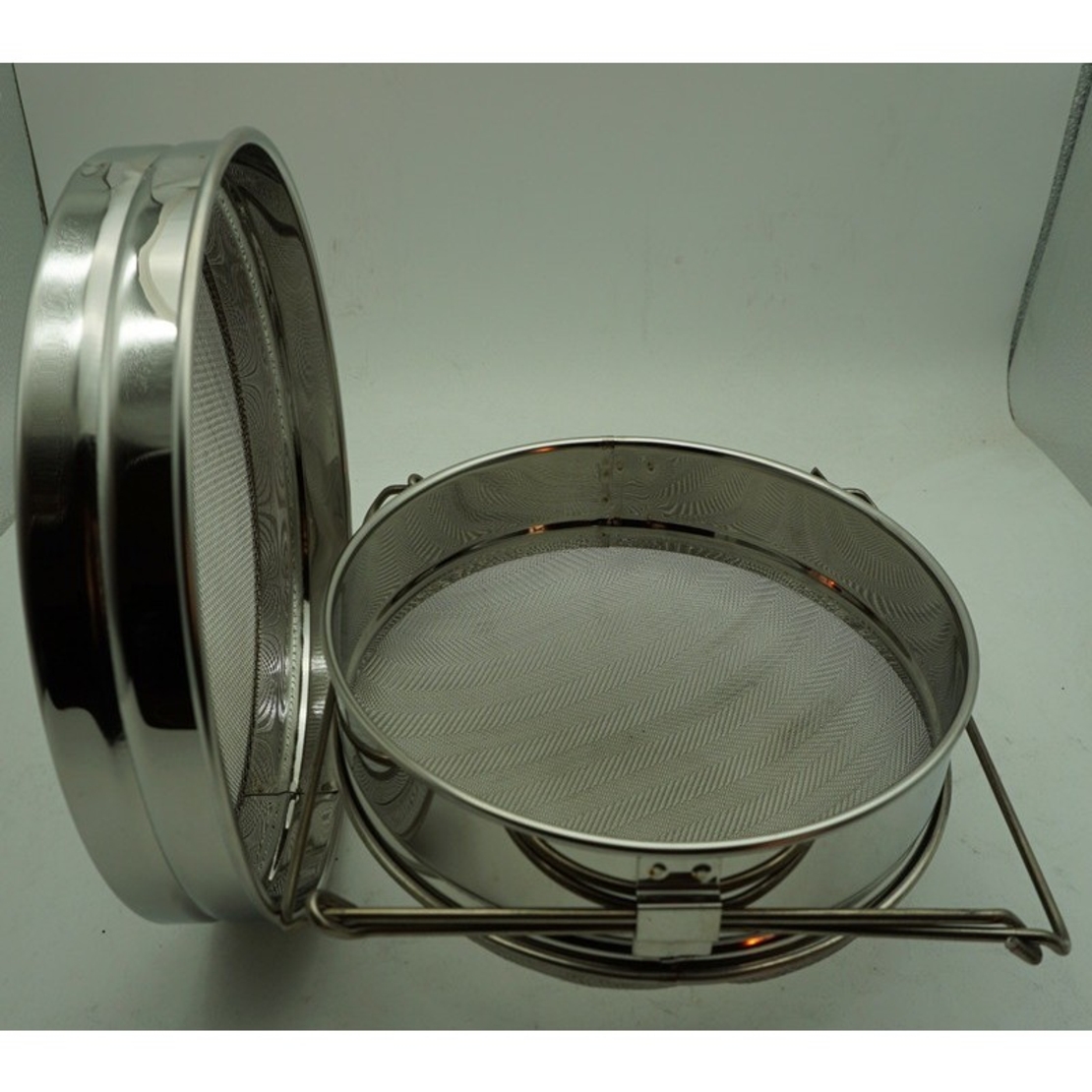 Strecuratoare Apicola, Flippy, din Inox, Dubla, Filtrare Miere, 25 x 25 x 10 cm, Gri