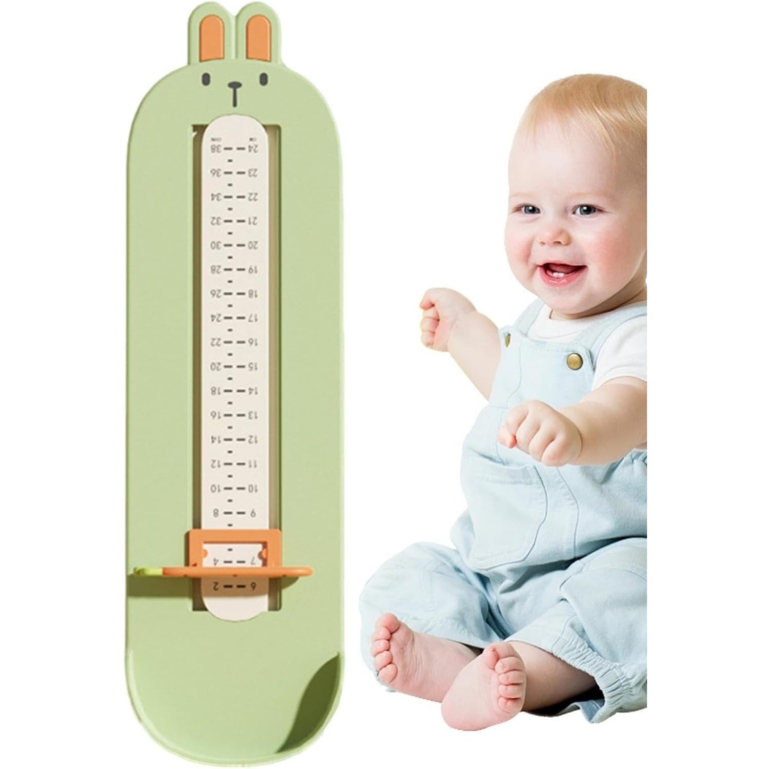 Dispozitiv de Masurat Talpa Piciorului pentru Bebelusi, Vafy, 6-24, Model Iepuras, Verde