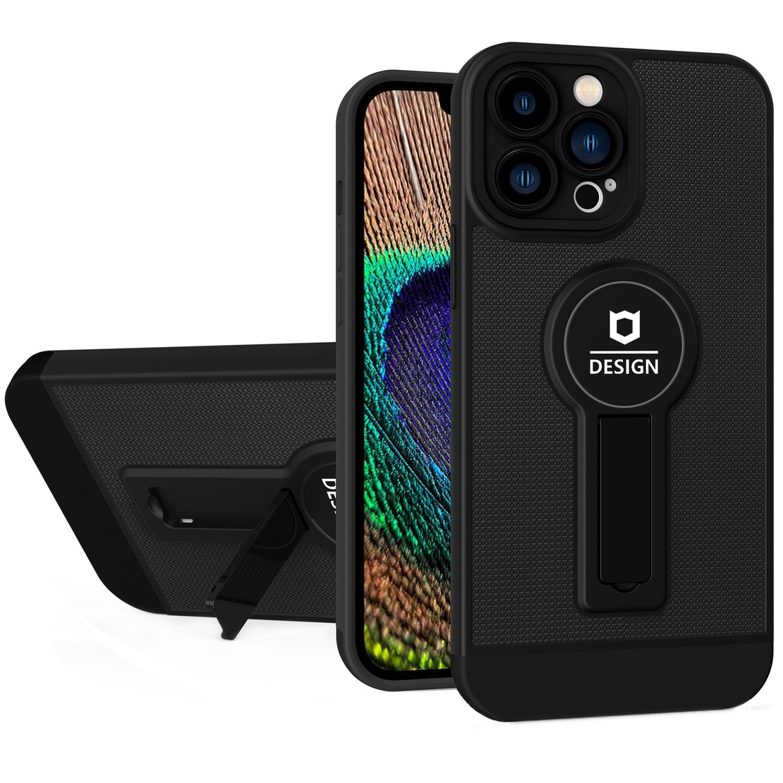 Husa Armor Design cu Stand pentru iPhone 13 Pro, Negru, Suport Auto Magnetic, Wireless Charge, Protectie Antisoc, Vafy