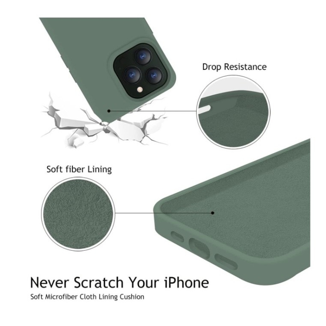 Husa pentru Apple iPhone 14 Plus Vafy, Liquid Silicone, cu Microfibra pe interior, Protectie Antisoc, Dark Green, Verde inchis