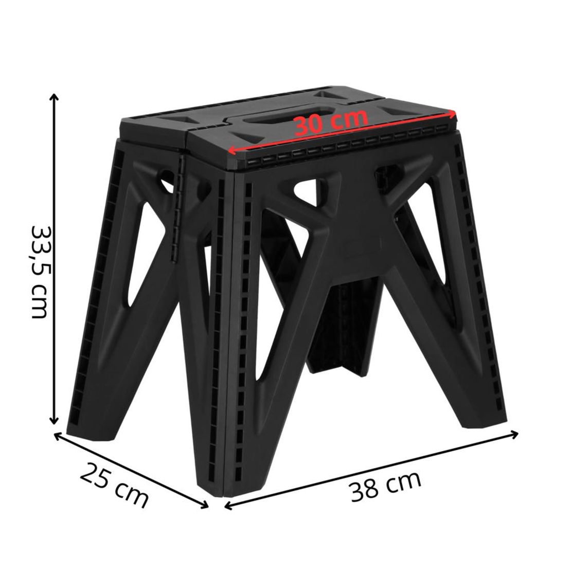 Scaun inaltator multifunctional tip scara, 150 kg, compact, cu maner, 38x25x34 cm, negru