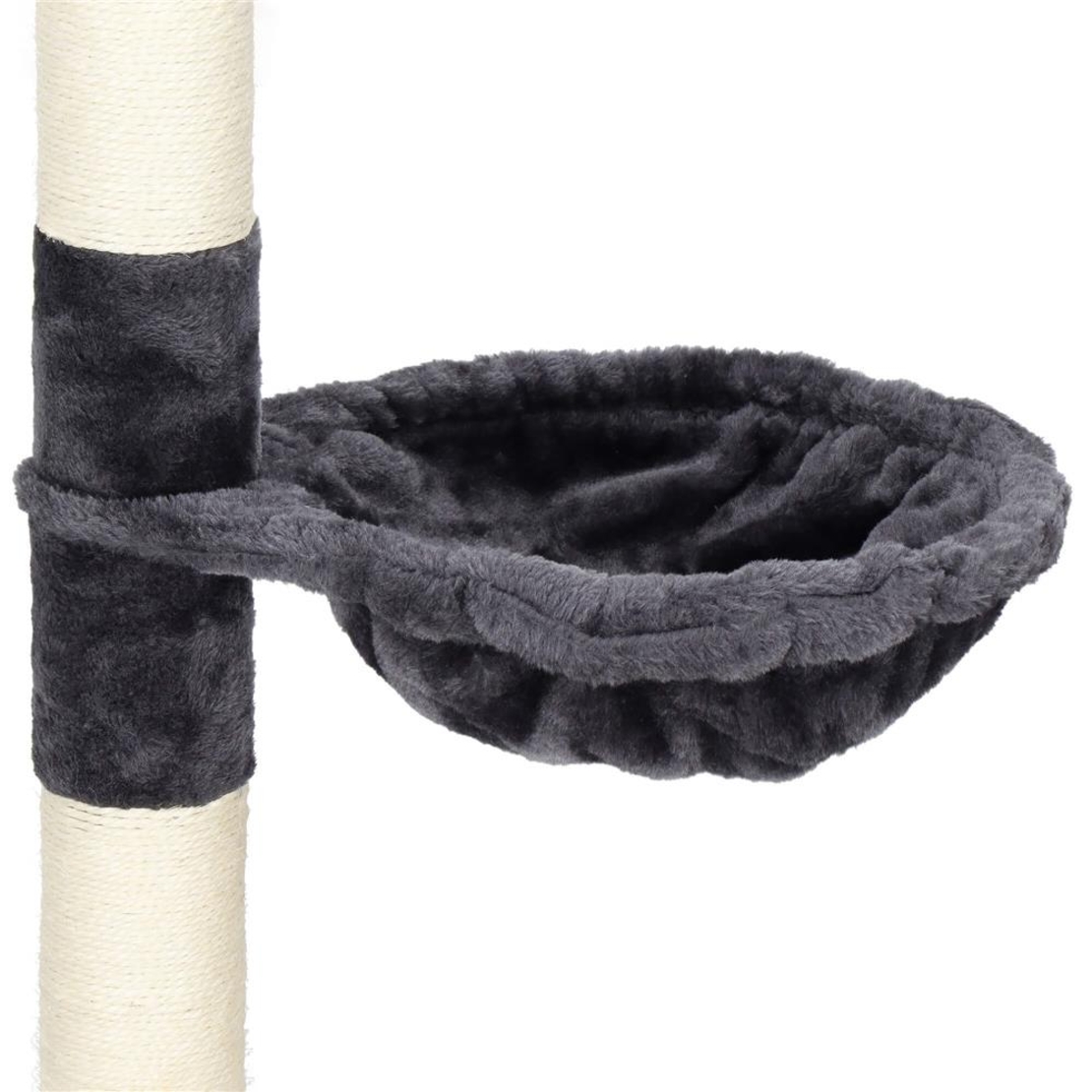 Ansamblu de joaca pentru pisici, tip stalp de catarat pana la tavan, inaltime reglabila, 240 - 265 cm, gri inchis