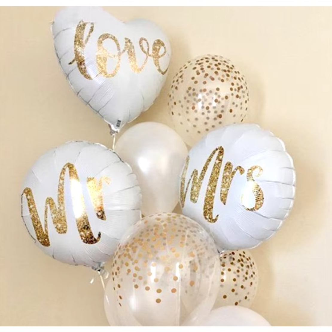 Balon din Folie Metalizata, Flippy, Figurina Cerc, Model MR, Tematica Nunta, 45 cm, Ambalaj Individual, Pai Inclus, Umflare cu Aer sau Heliu, Alb