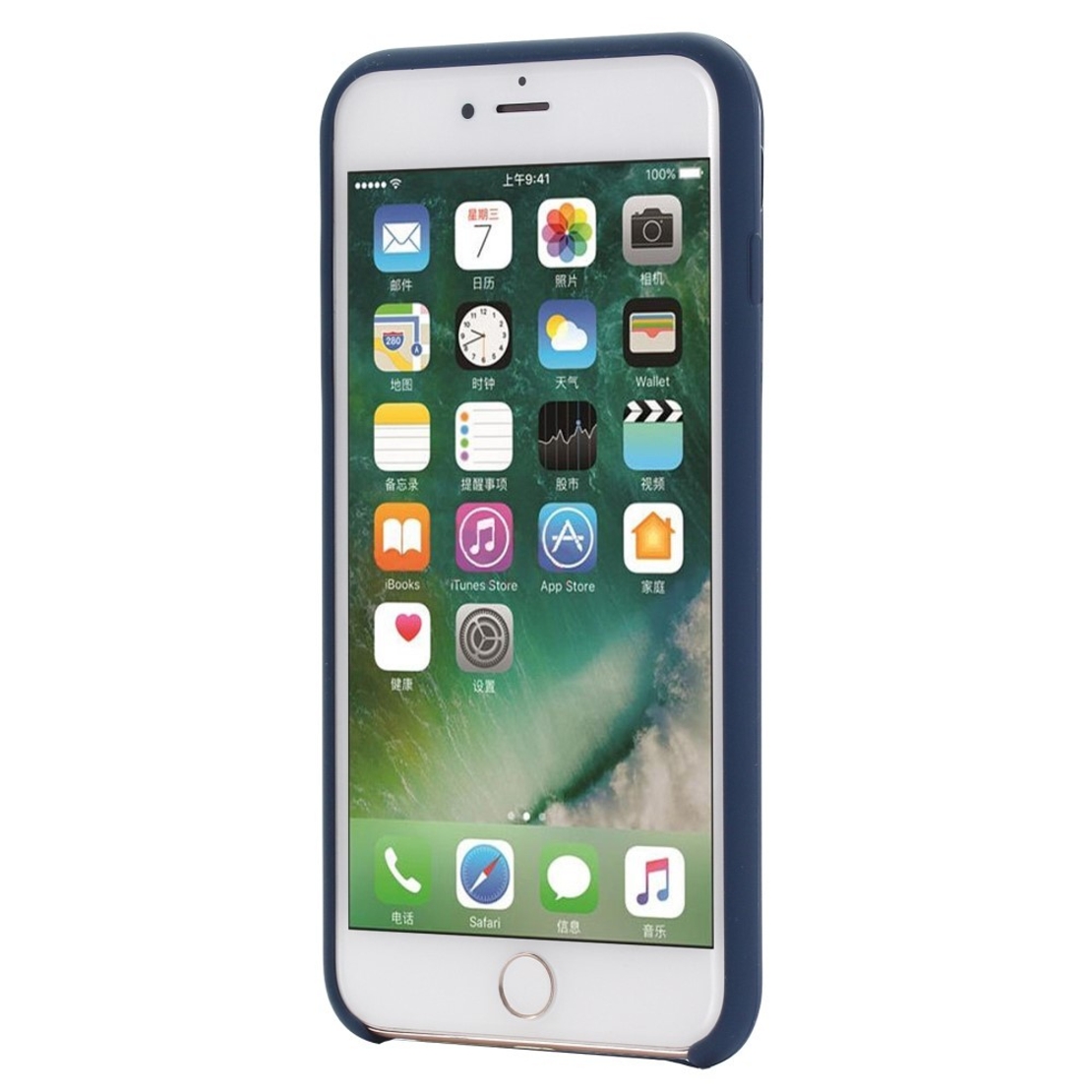 Husa protectie Vafy compatibila cu Apple iPhone 7/8/SE 2020 Liquid Silicone Case Albastru Inchis