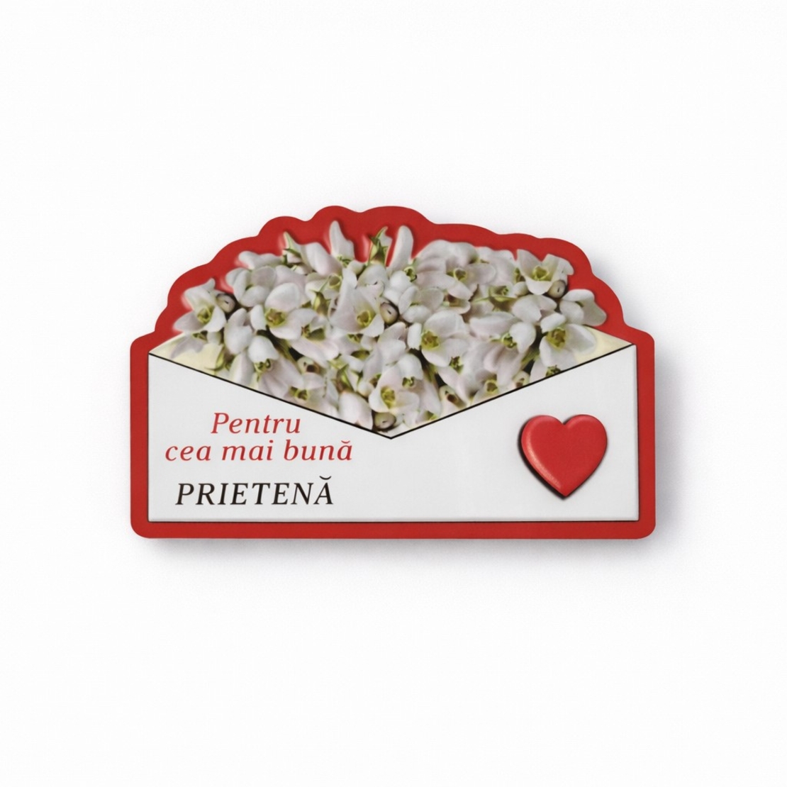 Magneti Decorativi Martisor, Set 24 Piese, Jolie, Tema Mesaj Pentru Cea Mai Buna Prietena, Carton Laminat cu Magnet Flexibil, 8x6 cm, Multicolor