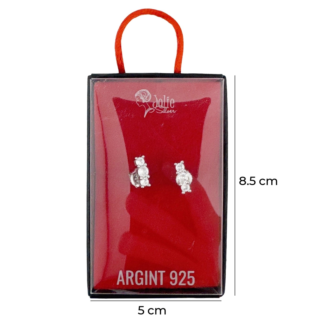 Cercei Dama Argint 925, Jolie, Model Bagheta cu 3 Pietre, 2.02 g per unitate, Argintiu