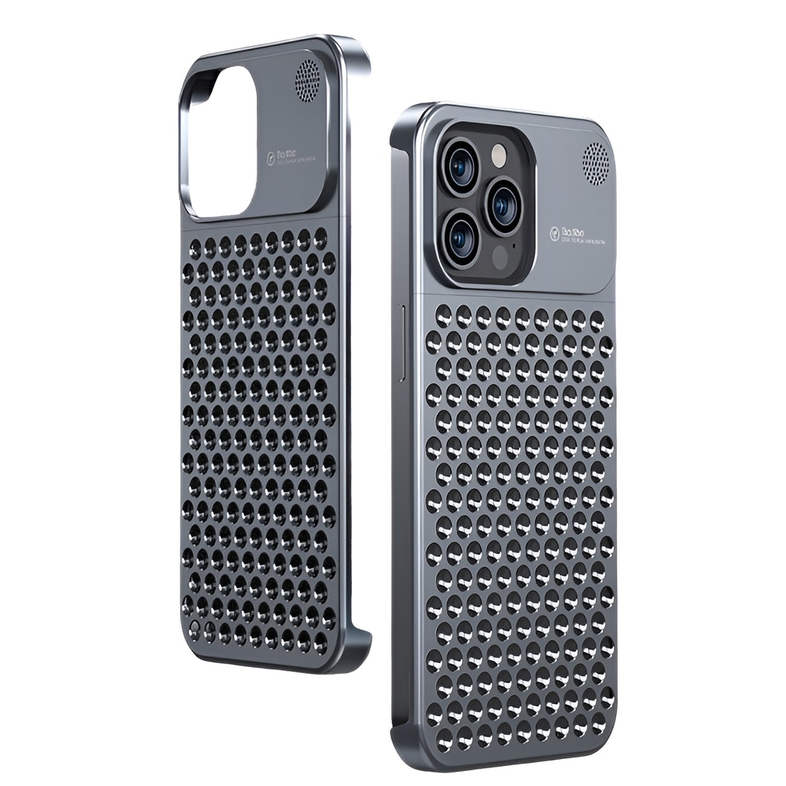 Husa Aromaterapia Compatibila cu iPhone 15 Pro, Vafy, Antisoc, Antizgariere, Protectie Camera si Supraincalzire, din Aliaj de Aluminiu, Gri