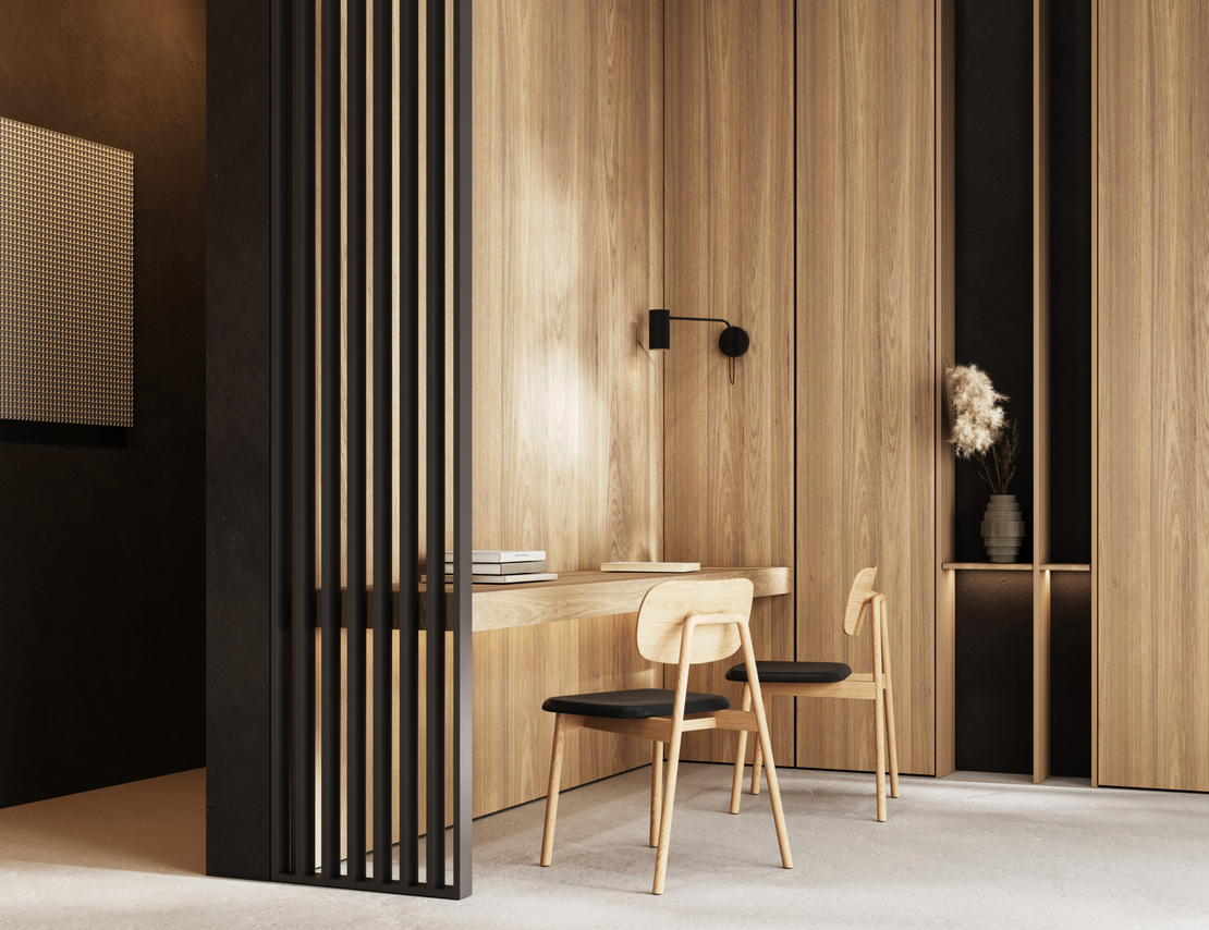 Riflaj perete despartitor MDF, LDA PREMIUM, Negru, 275x58 cm