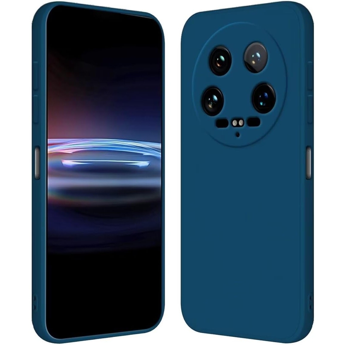 Husa de Protectie, Vafy, pentru Xiaomi 14 Ultra, Liquid Silicone, cu Microfibra pe Interior, Protectie Antisoc, Compatibil Incarcare Wireless, Albastru