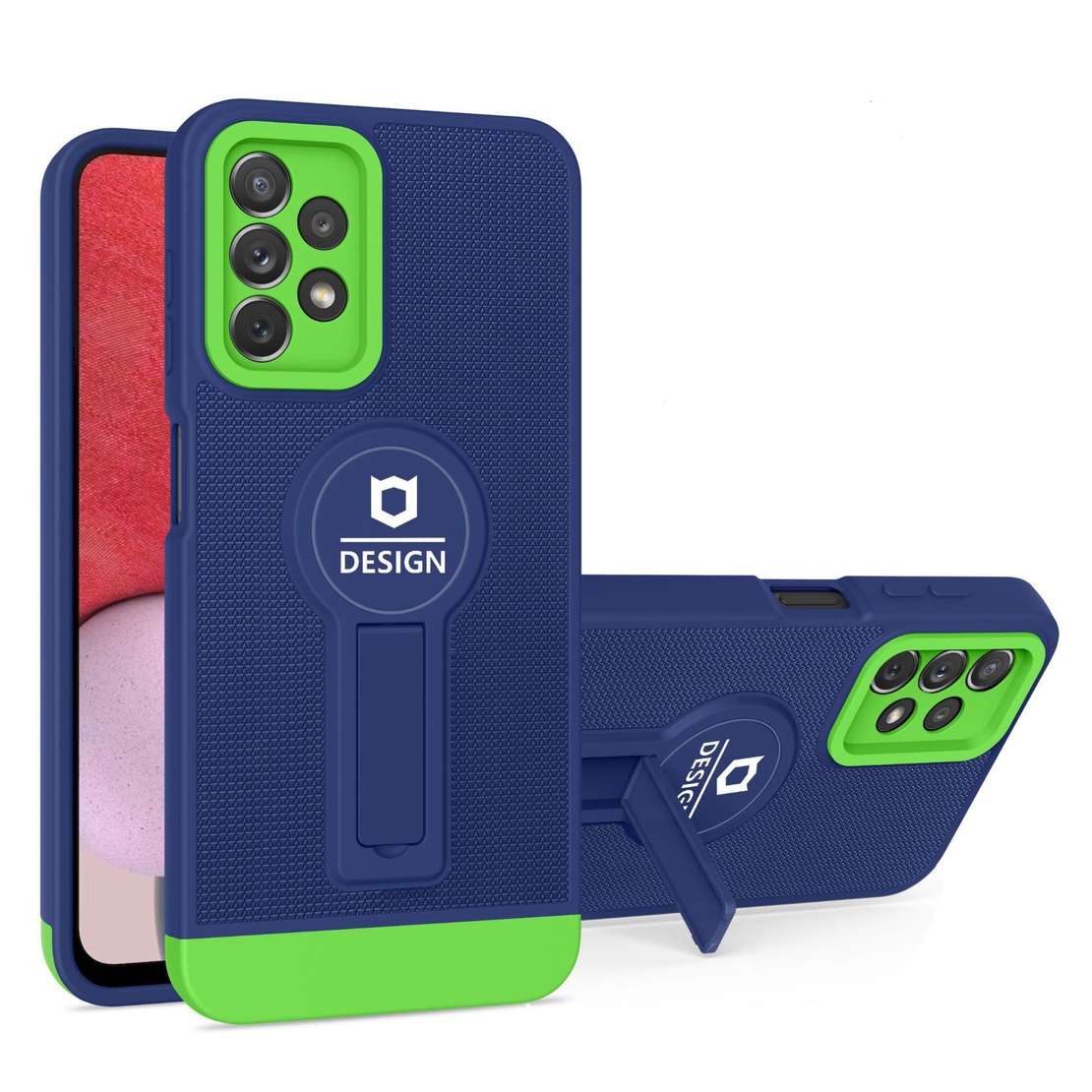 Husa Armor Design cu Stand pentru iPhone 12, Albastru/ Verde, Suport Auto Magnetic, Wireless Charge, Protectie Antisoc, Vafy