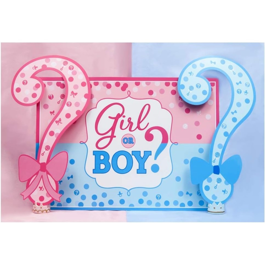 Banner pentru Petrecere, Vafy, Model Girl or Boy, Tematica Gender Reveal, 150 x 100 cm, Albastru Roz