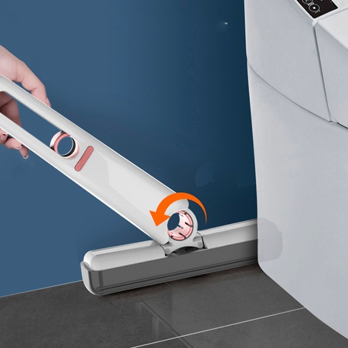 Mop de Mana Flippy, Mini-Portabil, cu Sistem de Stoarcere, Dispozitiv de Curatat Manual, cu Burete Absorbant, din PVA, 29.5 x 15.5 cm, 2 Rezerve, Alb