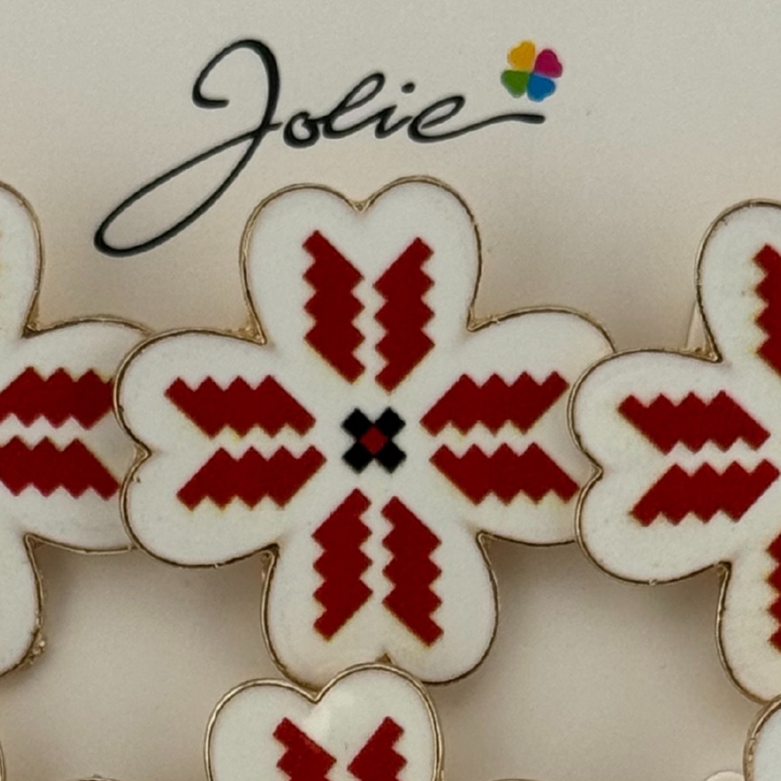 Set 12 Brose Martisor Primavara, Jolie, Model Trifoi cu Motiv Traditional Rosu