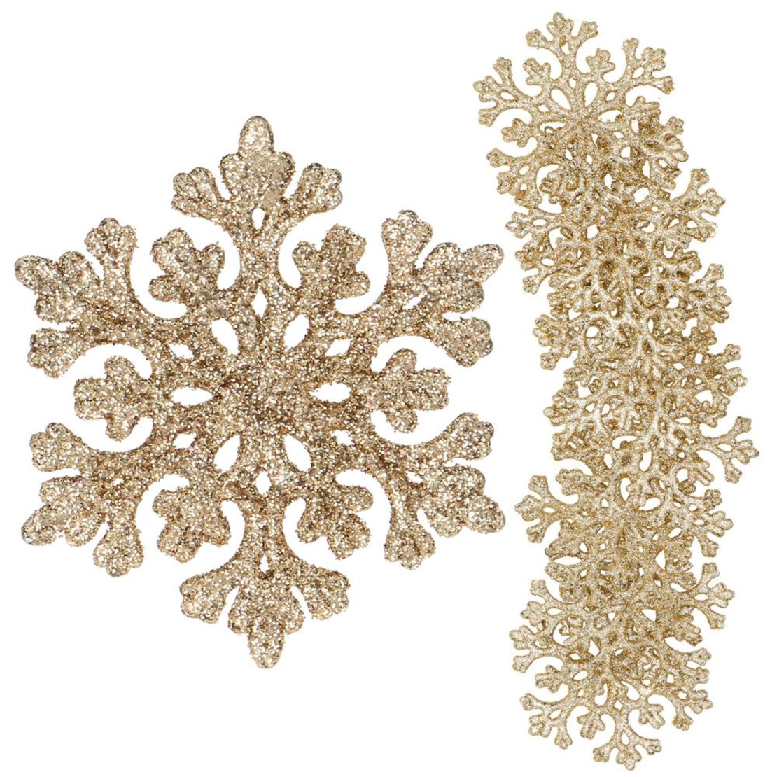 Decoratiune brad fulg de zapada, set 8 bucati, 8cm, auriu