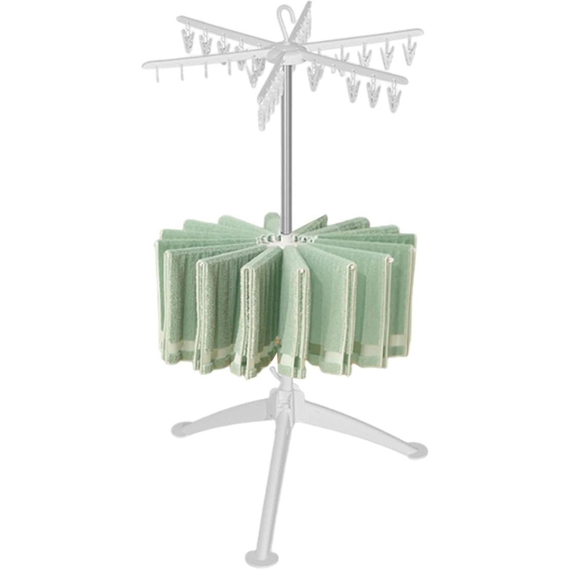 Uscator de Rufe Vertical, Flippy, 2 Niveluri, Pliabil, din ABS+PP+Otel Inoxidabil, Rotire 360 Grade, 130 x 75 cm, Alb