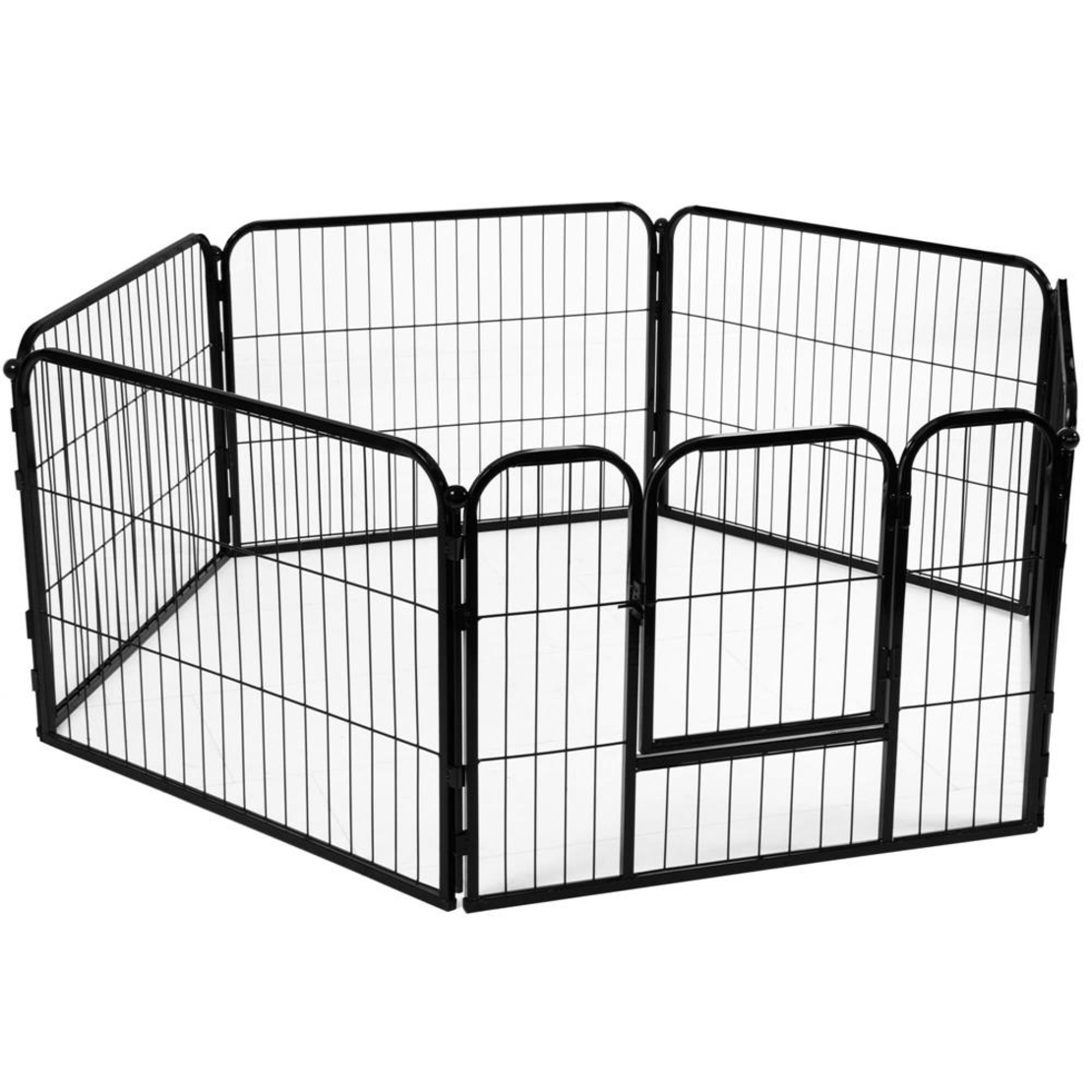 Tarc pentru animale de companie, din fier, forma configurabila, cu usa de acces, 3XL, 165x80x60cm, negru