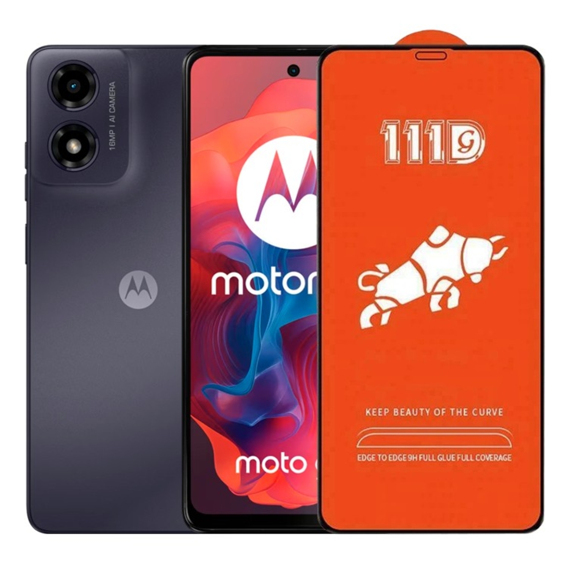 Folie Sticla Securizata pentru Motorola Moto G04, Vafy, Sticla de Protectie Compatibila cu Motorola Moto G04, Full Cover 111D, HD, Margini Negre, Transparenta