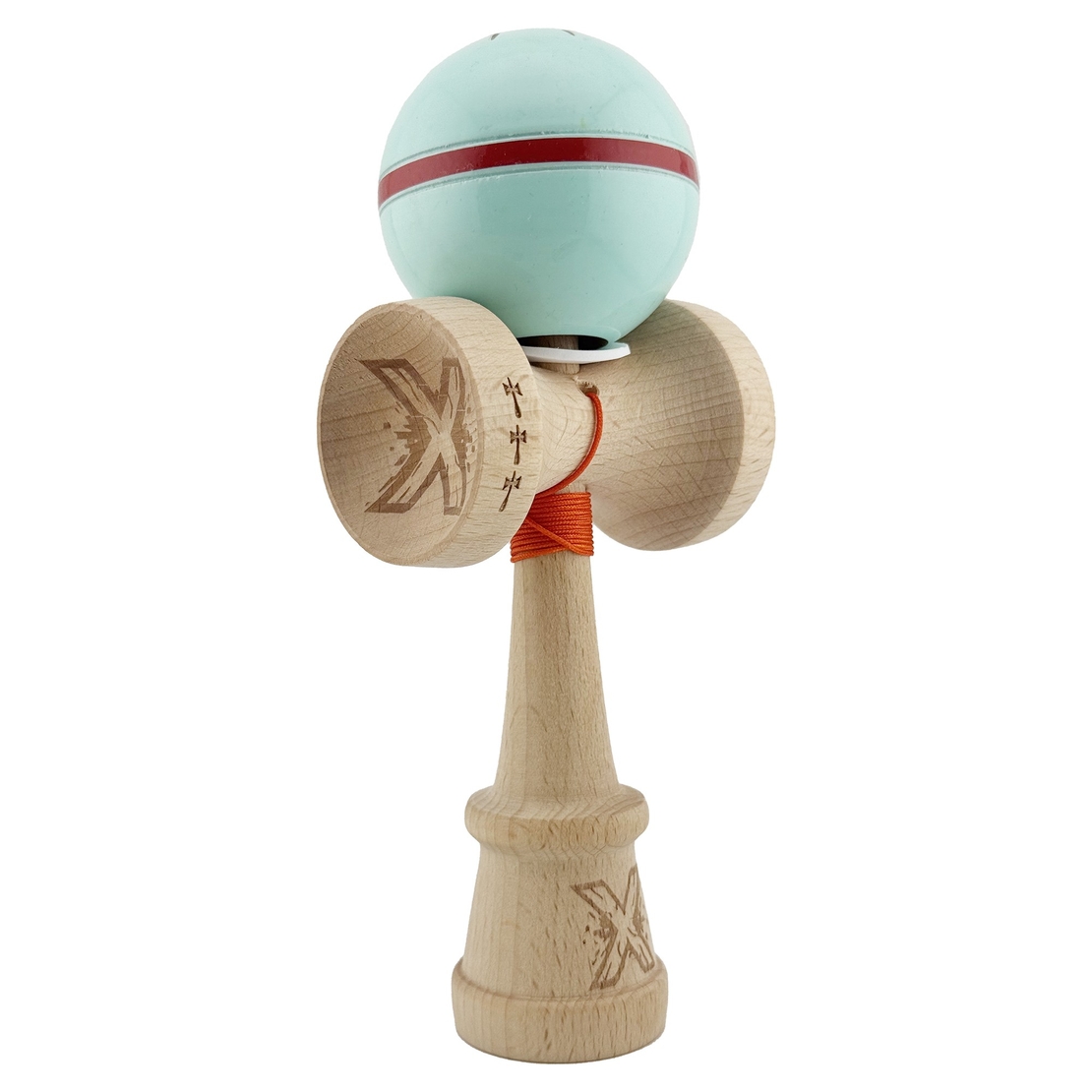 Kendama X Originala Silken, Profesionala, Flippy, Cupe Mari KING SIZE V3, Super Sticky, Gaura in Baza, Rulment Metalic, din lemn 18 cm, Ata 62/65 cm, Verde Mint