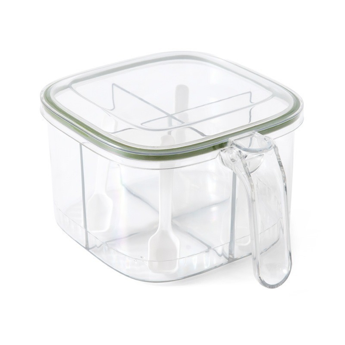Cutie Depozitare Alimente, Vafy, din Plastic/Silicon, 20 x 10 x 10 cm, 5 Compartimente, Alb/Verde