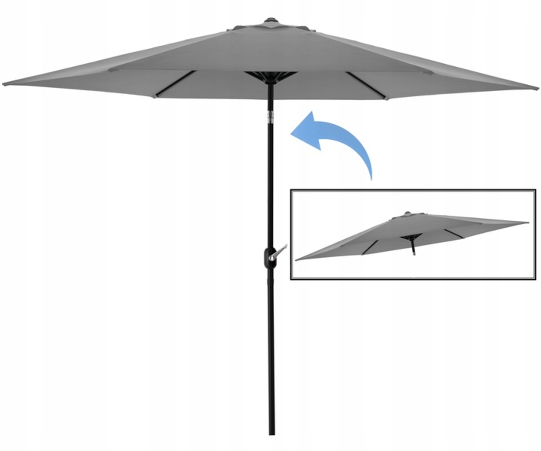 Umbrela terasa gradina, cu inclinare si husa, 300cm, Gri