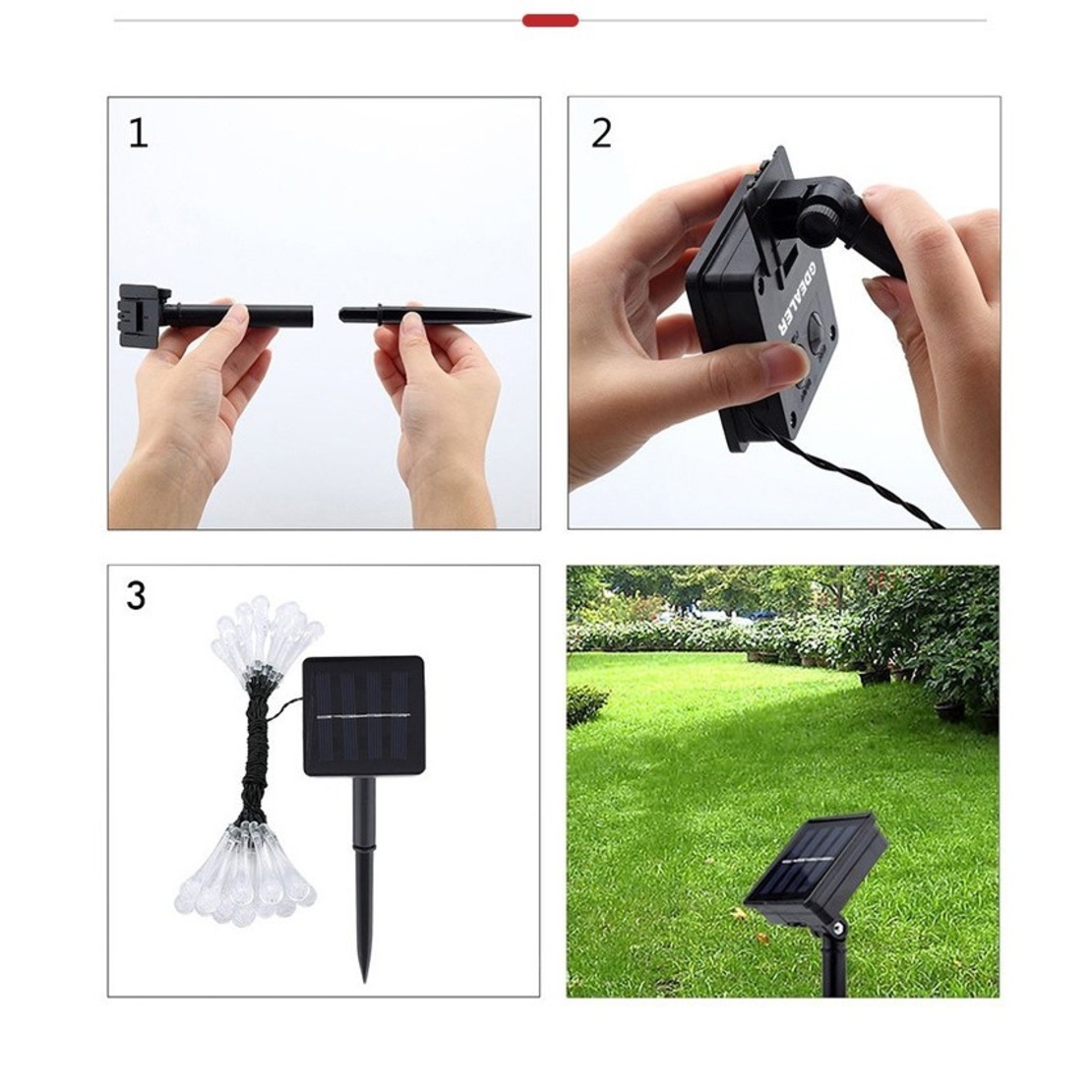 Instalatie Craciun, Solare Tip Picaturi, 50 Led-uri, 9.5 metri, Alb rece, Senzor de lumina, Vafy